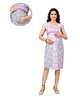 Mama & Bebe Cotton Woven Cap Sleeves Floral Printed Maternity Dress With Center Nursing Access - Purple