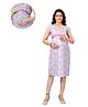 Mama & Bebe Cotton Woven Cap Sleeves Floral Printed Maternity Dress With Center Nursing Access - Purple