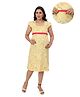 Mama & Bebe Cotton Woven Cap Sleeves Floral Printed Maternity Dress With Center Nursing Access - Yellow
