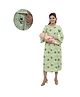Mama & Bebe Rayon Woven Three Fourth Sleeves Floral Printed Maternity Dress With Overlap Nursing Access - Pista