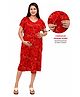 Mama & Bebe Rayon Woven Half Sleeves Floral Printed Maternity Dress With Front Zipper Nursing Access - Red