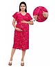 Mama & Bebe Rayon Woven Half Sleeves Floral Printed Maternity Dress With Front Zipper Nursing Access - Pink