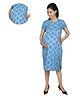 Mama & Bebe Rayon Woven Half   Sleeves Floral Printed Maternity Dress - Blue