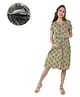 Mama & Bebe Rayon Woven Half   Sleeves Floral Printed Maternity Dress - Olive