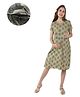 Mama & Bebe Rayon Woven Half   Sleeves Floral Printed Maternity Dress - Olive