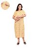 Mama & Bebe Rayon Woven Half Sleeves Abstract Printed Maternity Dress With Side Zipper Nirsing Access - Yellow