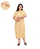 Mama & Bebe Rayon Woven Half Sleeves Abstract Printed Maternity Dress With Side Zipper Nirsing Access - Yellow