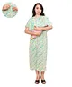 Mama & Bebe Rayon Woven Half Sleeves Abstract Printed Maternity Dress With Side Zipper Nirsing Access - Green