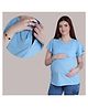 Mama & Bebe Knitted Half Sleeves Side Zipper Nursing Access Solid Tee - Sky Blue
