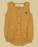 Masilo Cotton Blend Woven Sleeveless Paw Print Embroidered Onesie - Ochre