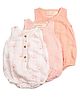 Masilo Cotton Blend Woven Pack Of 3 Sleeveless Striped & Rainbows Printed Onesies - Over The Rainbow Pink