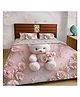BHAIJI BEDSHEETS 220TC Glace Cotton Bed Sheet Double Bed With 2 Pillow Covers Full HD Digital Prints - Pink Teddy