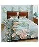 BhaiJi Bedsheets 220TC Glace Cotton Bed Sheet Double Bed With 2 Pillow Covers Full HD Digital Prints - Pista Dinosaur