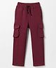 Doreme Terry Knit Full Length Fleece and Woollen Bottomwear With Cargo Pockets - Burgundy