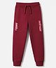 Doreme Terry Knit Full Sleeves Fleece and Woollen Bottomwear With Text Print - Maroon