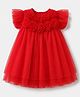 Mark & Mia Woven Sleeveless Party Onesie With Floral Applique - Red