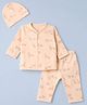 I Bears Unisex Full Sleeves Interlock Pyjama Sets Peach 0-1m