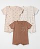 I Bears Interlock Knit Half Sleeves Boat Printed Rompers Pack of 3 - Beige & Brown