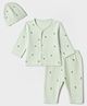 I Bears Interlock Knit Full Sleeves Co-Ords T-Shirt & Pyjama Night Suit with Cap & Fruit Print - Light Green