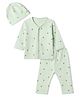 I Bears Interlock Knit Full Sleeves Co-Ords T-Shirt & Pyjama Night Suit with Cap & Fruit Print - Light Green