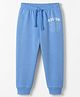Babyhug 100% Cotton Single Jersey Knit Full Length Solid Lounge Pant With Text Print - Blue