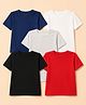 Pine Kids Cotton Knit Half Sleeves Solid T-Shirt Pack Of 5 - Black Red Navy Blue White & Grey