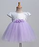 Babyhug Woven Half Sleeves Sequin Party Dress With Corsage Bow - Lilac