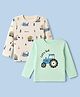 Babyoye Cotton 40's Interlock Knit with Ecojiva Finish T-Shirts with Full Sleeves and Construction Vehicles Print Pack of 2 - Cream, Mint