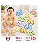Chirsh Baby Cloth Nappies With String New Born Washable Reusable Cotton Cloth Diapers/ Nappies Pack Of 10 - Prints May Vary - Multicolor