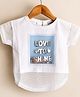 Qvink Cotton Half Sleeves Love To Shine Text Foil Printed Top - White