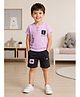 URBAN KOOL Lycra Knit Half Sleeves Typography Printed Tee & Shorts Set - Onion