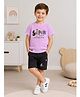 URBAN KOOL Lycra Knit Half Sleeves Super Movement Text  Printed Tee & Shorts Set - Onion