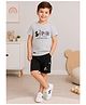 URBAN KOOL Lycra Knit Half Sleeves Super Movement Text  Printed Tee & Shorts Set - Green