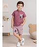URBAN KOOL Lycra Knit Half Sleeves Trendy Boys Text Printed Tee & Shorts Set - Wine