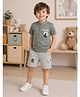 URBAN KOOL Lycra Knit Half Sleeves Trendy Boys Text Printed Tee & Shorts Set  - Green