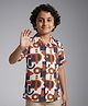 The Lion and the Fish Viscose Woven Half Sleeves Abstract Printed Shirt - Ivory Rust