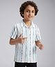 The Lion and the Fish Viscose Woven Half Sleeves Striped   Shirt - Cream & Blue