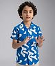 The Lion and the Fish Viscose Woven Half Sleeves Abstract Printed Shirt - Royal Blue