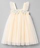 Babyhug Mesh Woven Ruffle Sleeves Party Dress with Bow Applique - Yellow