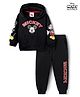 Babyhug Disney Terry Knit Hooded T-Shirt & Joggers Set with Full Sleeves and Mickey Mouse Graphic - Black