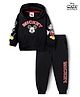 Babyhug Disney 100% Cotton Terry Knit Hooded T-Shirt & Joggers Set with Full Sleeves and Mickey Mouse Graphic - Black