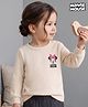 Babyhug Disney Interlock Knit Full Sleeves Thermal Inner Wear with Minnie Mouse Print - Light Peach