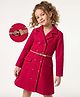Hola Bonita Knit Full Sleeves Knee Length Shirt Style Dress and Belt - Fuchsia