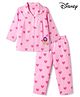 Babyhug Disney 100% Cotton Poplin Woven Co-Ords Top & Pyjama Night Suit with Hearts & Daisy Duck Print - Pink