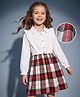Hola Bonita Cotton Woven Shirt Dress and Belt with Full Sleeves and Checked Print in Red for 4-5 Years