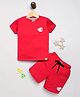 DEAR TO DAD Cotton Knit Half Sleeves Flame Designed D Printed Tee & Shorts Set - Maroon