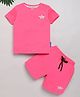 DEAR TO DAD Cotton Knit Half Sleeves Star Printed Tee & Shorts Set - Pink