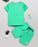 DEAR TO DAD Cotton Knit Half Sleeves Flame Designed D Printed Tee & Shorts Set - Green
