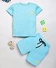 DEAR TO DAD Cotton Knit Half Sleeves Star Printed Tee & Shorts Set - Blue