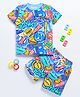 DEAR TO DAD Cotton Woven Half Sleeves Sports Theme Printed Coordinating Tee & Shorts Set - Multi Colour